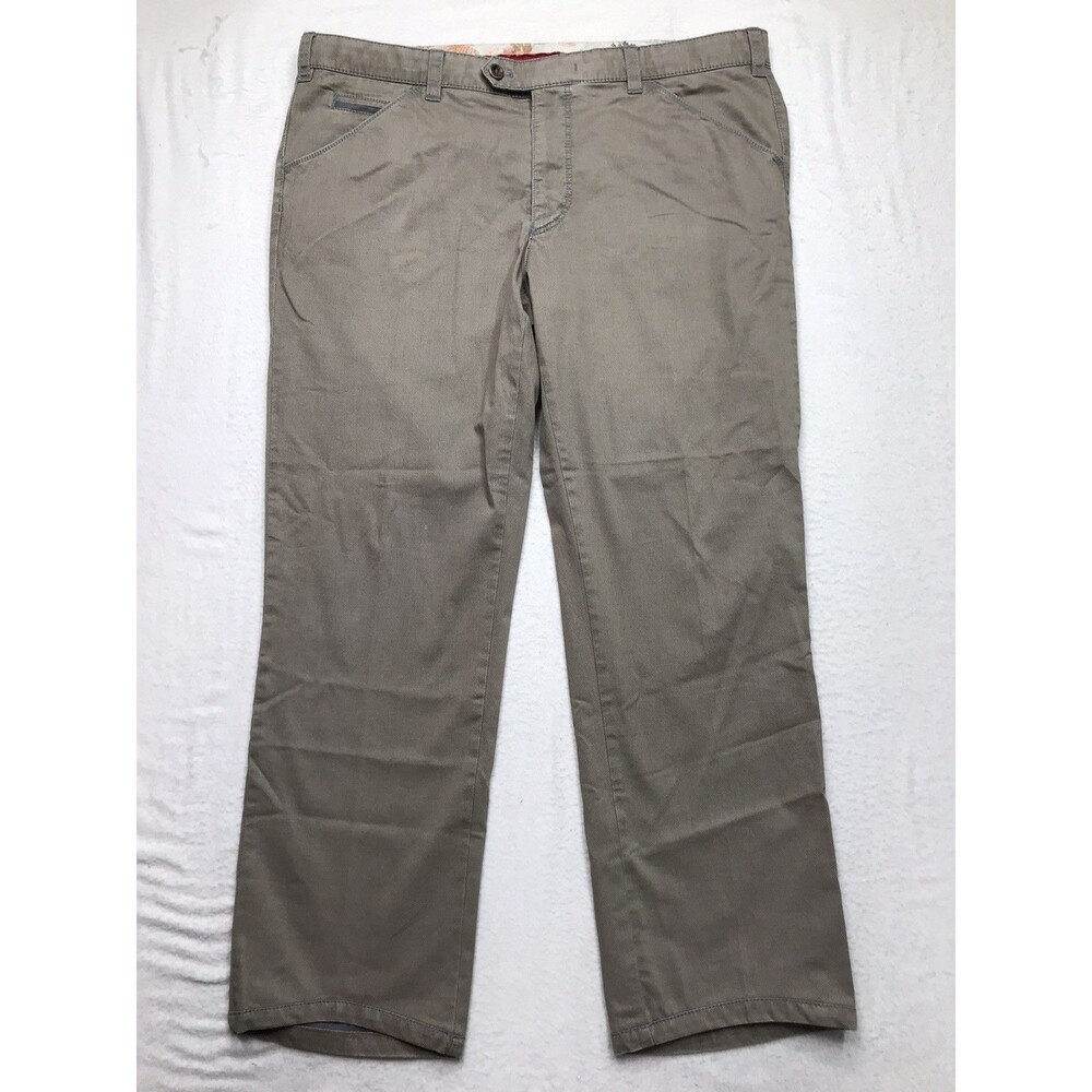 MEYER Chicago Pant Men 40x30 (40/34 tag) Beige Pattern Stretch Knit Mod Comfort